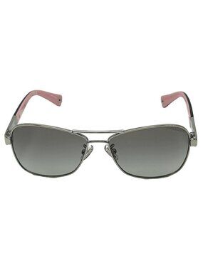 Coach Designer Aviator Sunglasses Silver Gradient Grey Lens Caroline HC7012